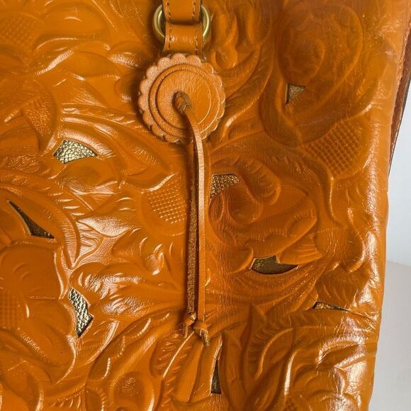 Patricia Nash Adeline Burnished Cutout Tooled Leather Cognac Tote - Picture 4 of 15